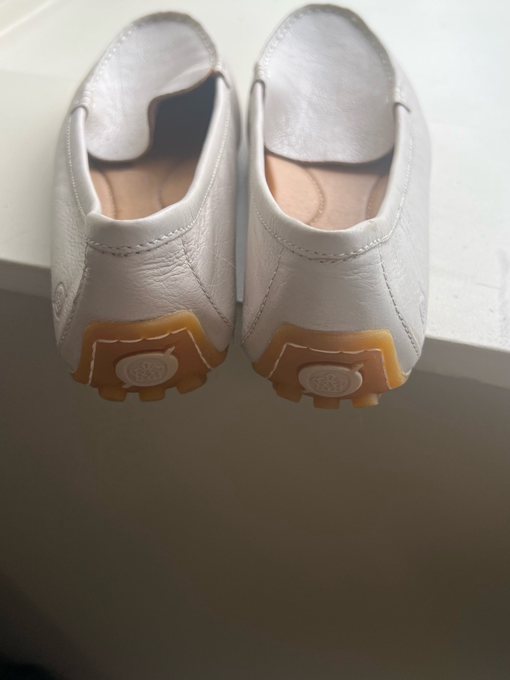 Bjorn Borg White Leather Driving Flats with Yellow Accents
